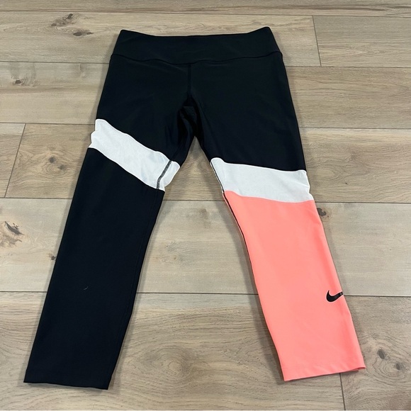 Nike Womens Power Victory Tight Fit Training Running Leggings Pink Black - Picture 5 of 16